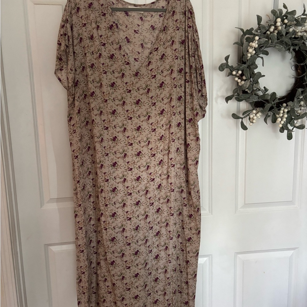 Natural Life Cream and Purple Floral Top